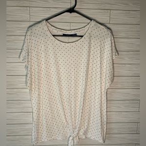 Apt 9 short sleeve polka dot top blouse with tie in the front